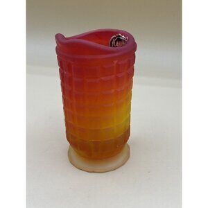 Kanawha Art Glass Square Waffle Glassware Amberina Glass 4” Pitcher Creamer READ